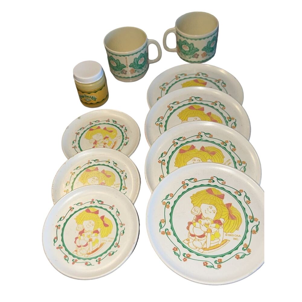 1983 11 Pc CBK Cabbage Patch Kids Plates Saucers Cus Chicken Soup Kitchen Set